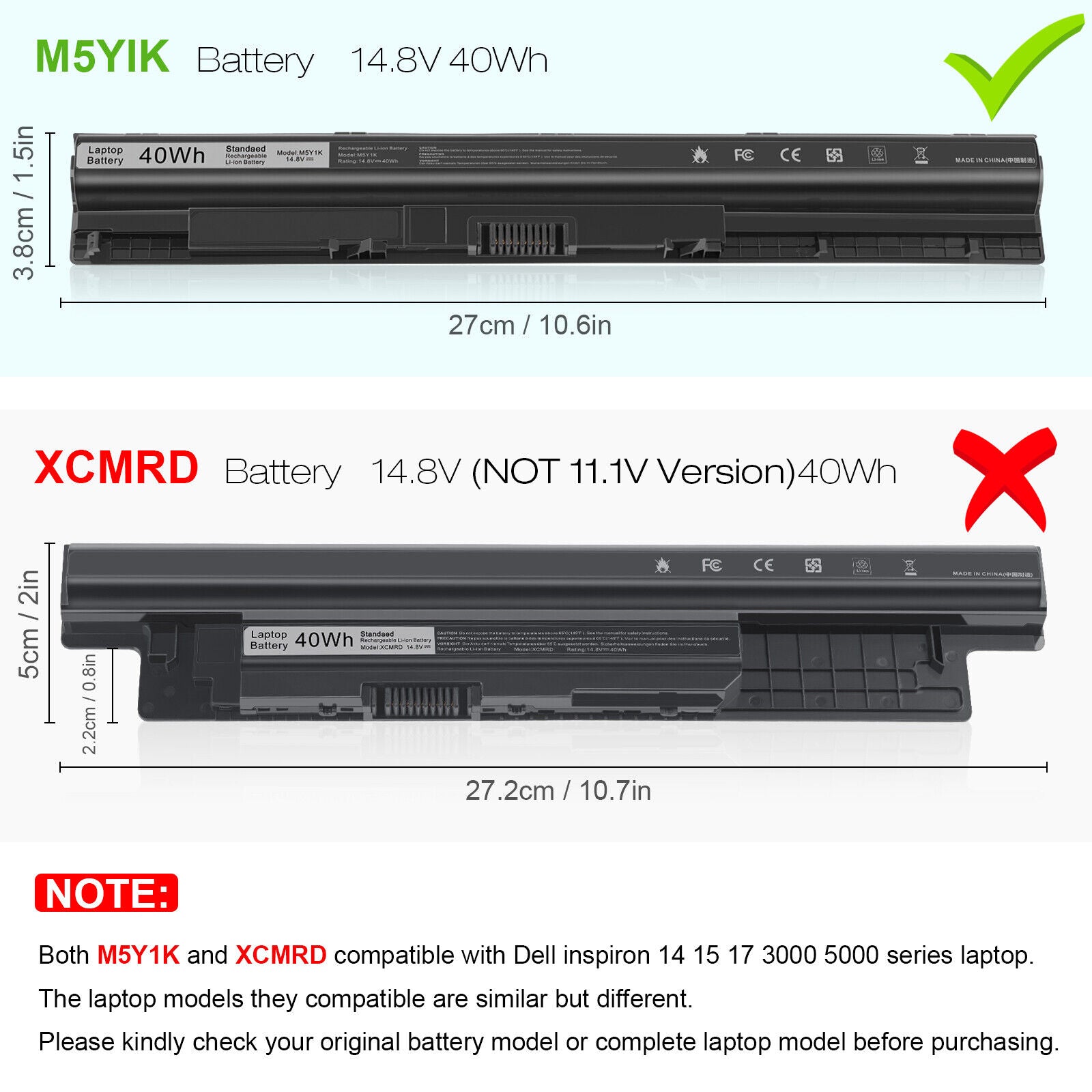 M5Y1K Battery for Dell Inspiron 3451 3458 5455 5551 5555 5558 M5Y1K Battery for Dell Inspiron 3451 3458 5455 5551 5555 5558